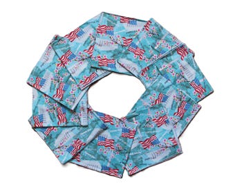 Servilletas del Congreso de EE. UU. y la Casa Blanca Cerezos Banderas estadounidenses Algodón