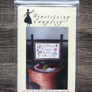 Heartstring Samplery Cross Stitch Pattern Let Us Be Truly Thankful Samplery Pattern Floral Cross Stitch Chart