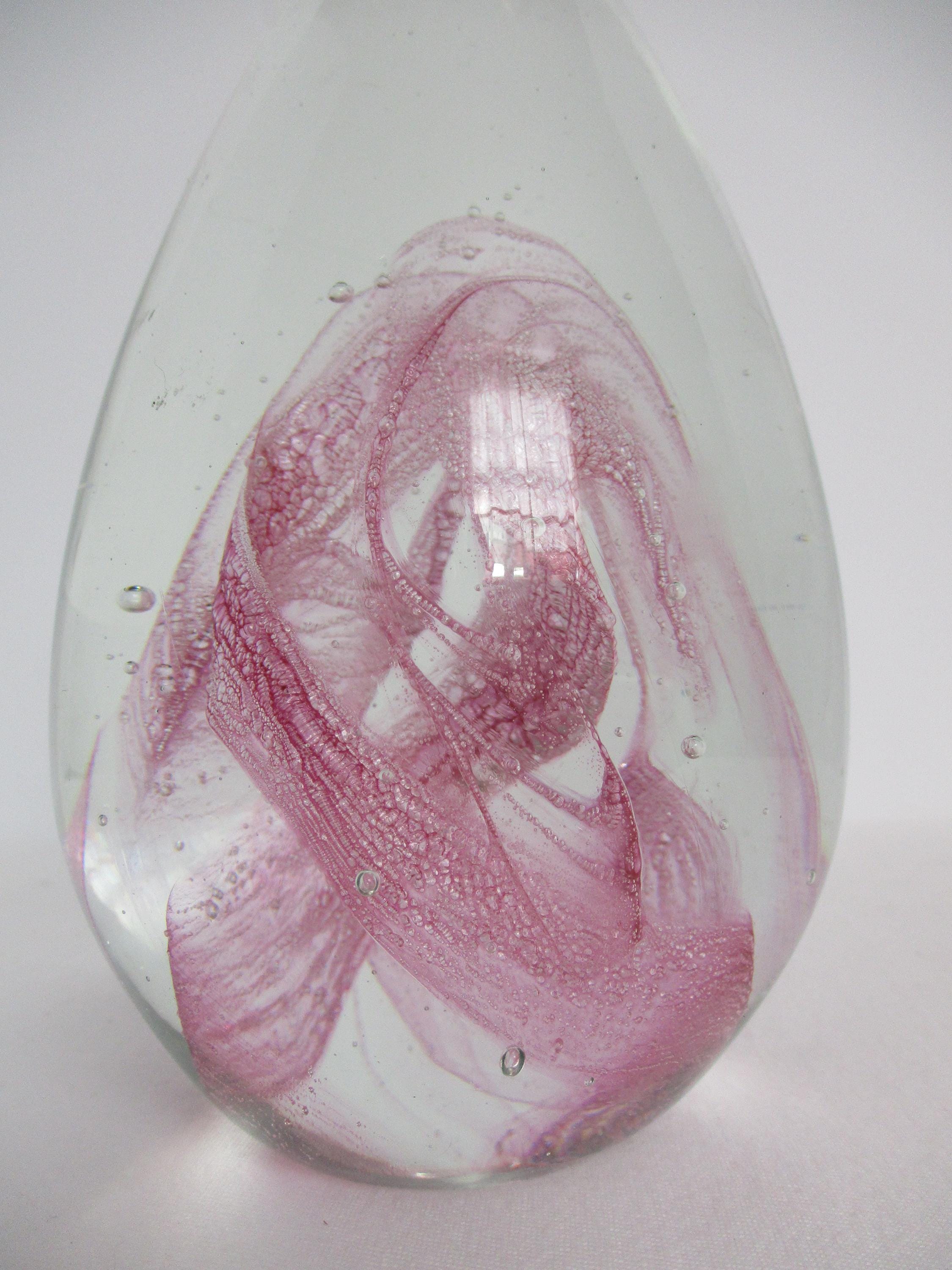 ダブルヘリックス 6インチ アートガラス ペーパーウェイト ピンク