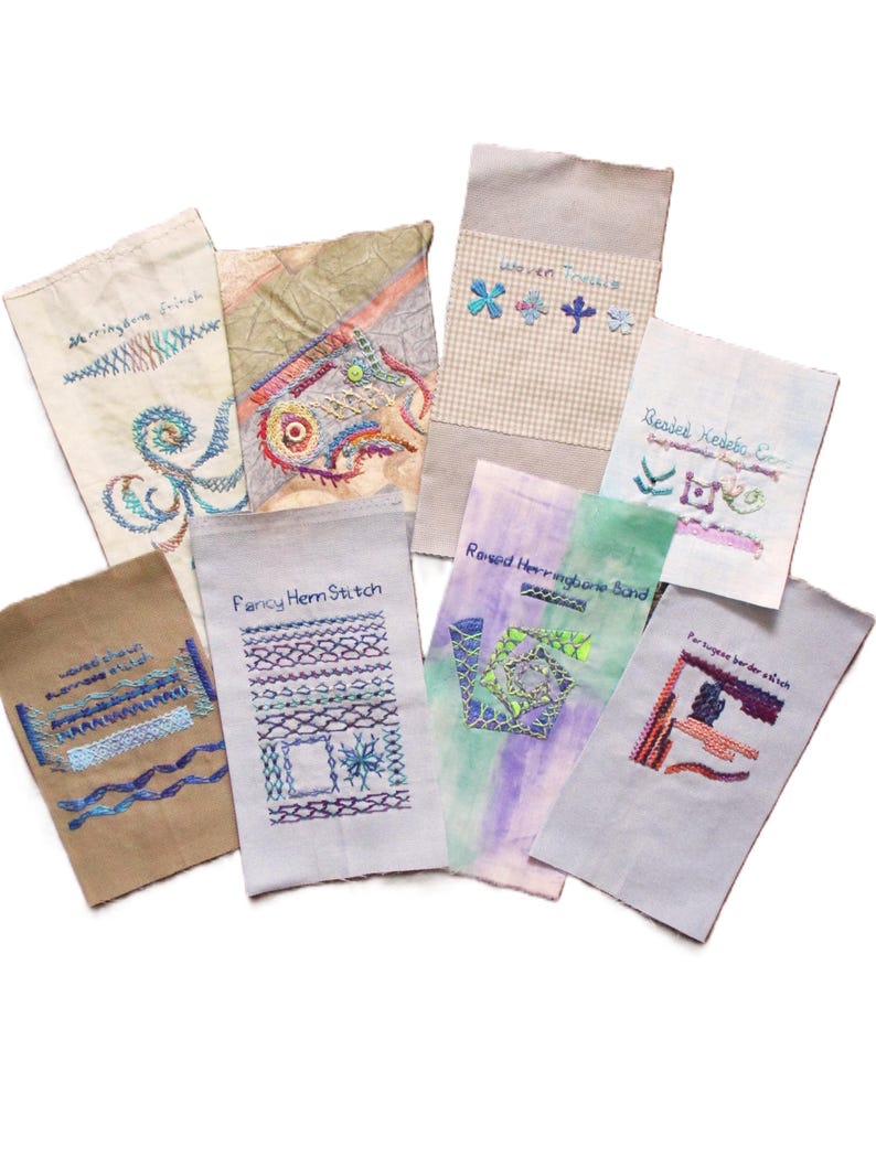 Stitch Sampler Lot Finished Hand Embroidery - Etsy