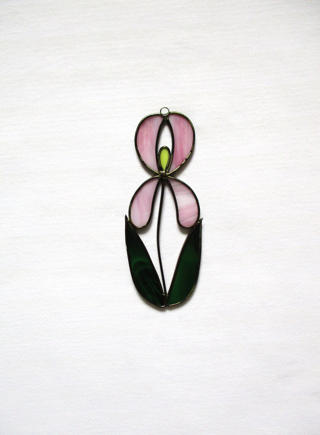 Stained Glass Suncatcher Pink Iris Flower 7 Window Etsy