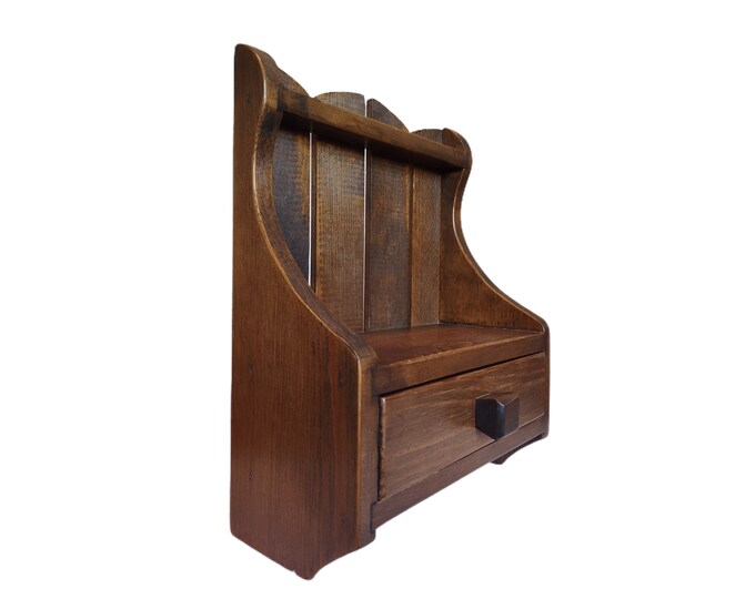 Vintage Wooden Wall Shelf One Drawer Wood Country Shelf Etsy