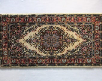 Kayseri Rug Atlas Halilari Rug Small 38x20" Vintage Turkish Rug Wool Pile Floral Rug