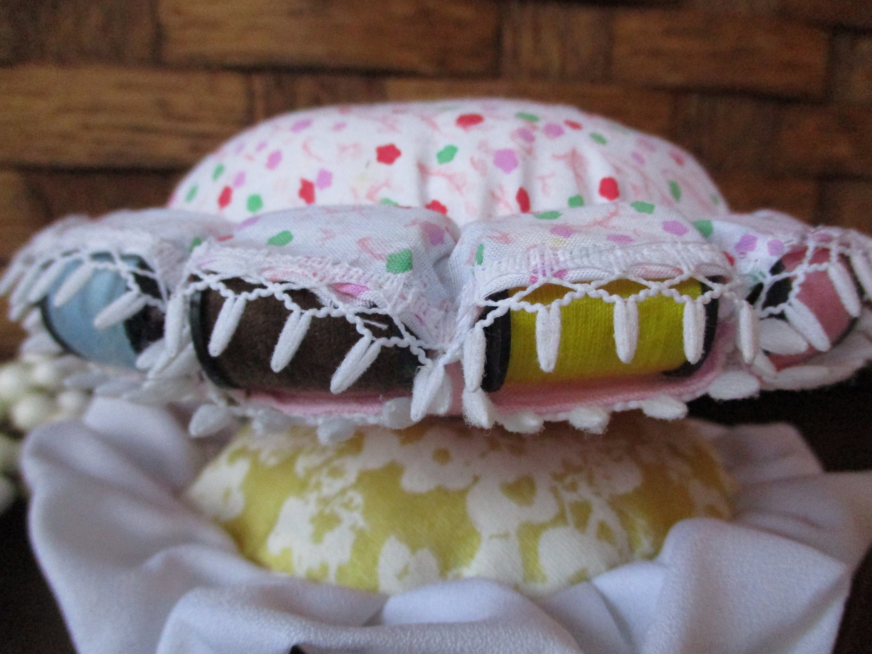 Handmade Pin Cushion Lot of 2 Vintage Floral Ruffled Round Etsy
