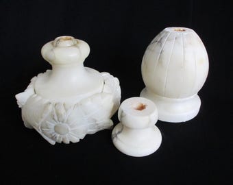 Italian Alabaster Lamp Parts Lot Vintage Neoclassical