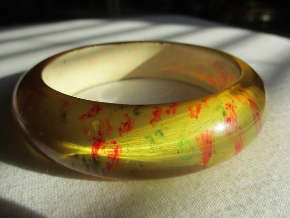 Vintage Lucite Bracelet Wide Bangle Bracelet Mod … - image 1