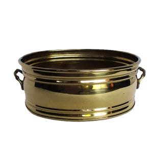 Vintage Hampton Brass Planter: Ribbed Oval Design, Side Handles
