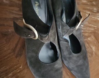 Vero Cuoio Andrea Bertelli Leather Pumps Women Sz 10 Brown Suede w Buckle Italy