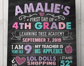 First Day of School Chalkboard Sign - 1st Day of School Sign - Back to School Sign - First Day of School Sign - Printable Chalkboard Sign