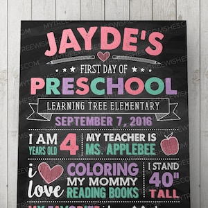 First Day of School Chalkboard Sign - 1st Day of School Sign - Back to School Sign - First Day of School Sign - School Printable Chalkboard