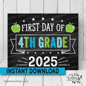 Panneau premier jour de 4e année, premier jour d&#39;école à imprimer, retour à l&#39;école, premier jour d&#39;école à imprimer, quatrième année, quatrième année à imprimer