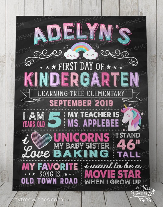 School Board Sign - School Year Signs Print - My First Day of Preschool Sign - My First Day of Kindergarten Sign - My First Day Sign