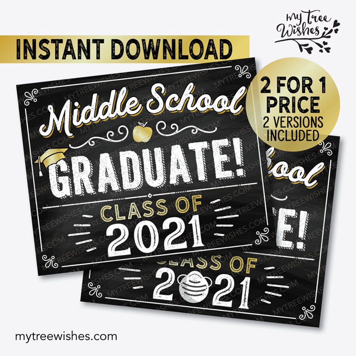 Last Day of Middle School Sign Middle School Graduation Etsy