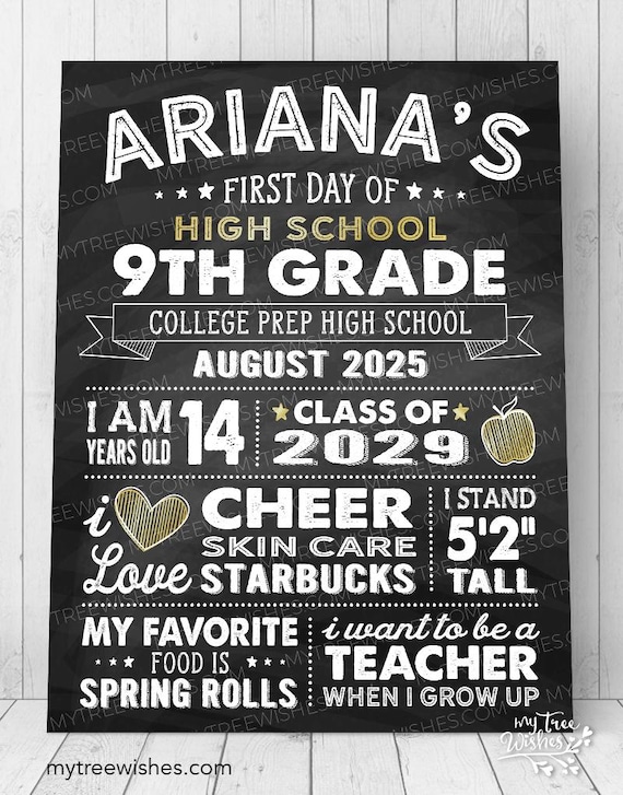 First Day of School High School Digital Sign - 1st Day of School Sign - Back to School Sign - First Day of School Sign - Printable