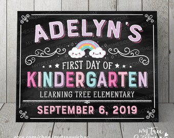 Rainbow First Day of School Chalkboard Sign - 1st Day of School Sign - Back to School Sign - First Day of School Sign - Chalkboard Sign
