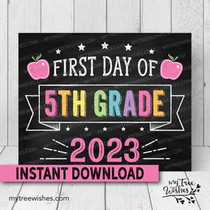 First Day of School Sign Fifth Grade Sign First Day of School Printable Back to School Sign First Day of Distance Learning image 1