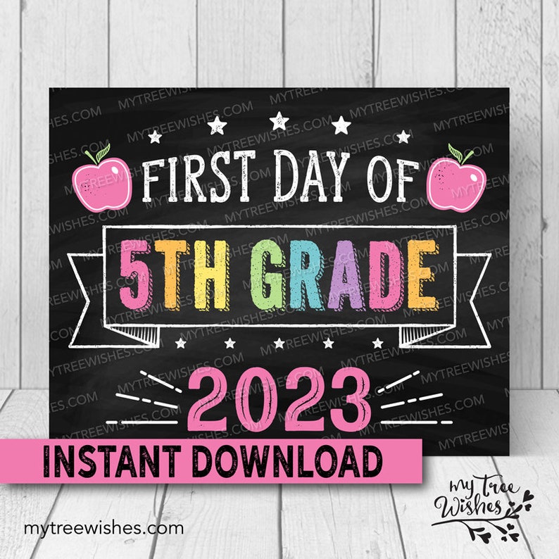 First Day of School Sign Fifth Grade Sign First Day of School Printable Back to School Sign First Day of Distance Learning image 1