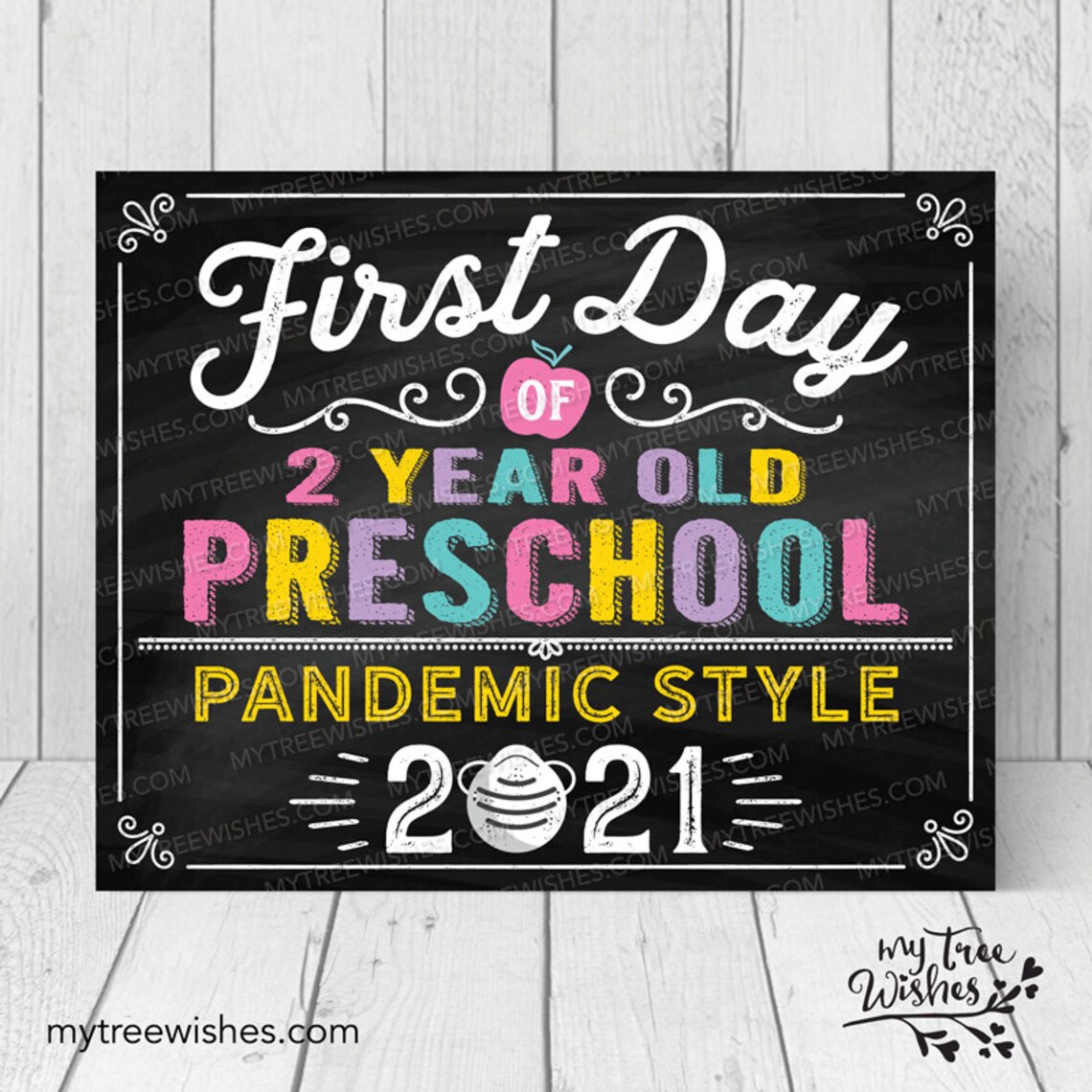 First Day of Preschool Sign First Day of 2 Year Old Etsy