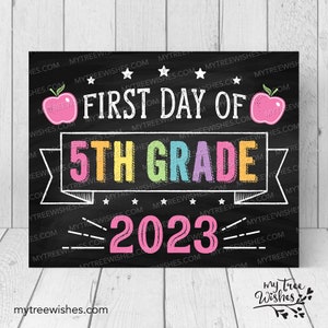 First Day of School Sign Fifth Grade Sign First Day of School Printable Back to School Sign First Day of Distance Learning image 2