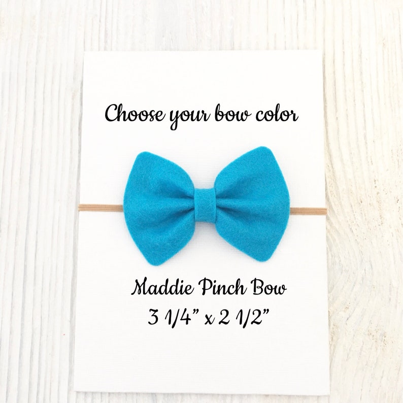 Felt bow headbands Big hair bows You choose color Newborn headband Pinch hair bows Maddie pinch bow Baby accessories Baby bows