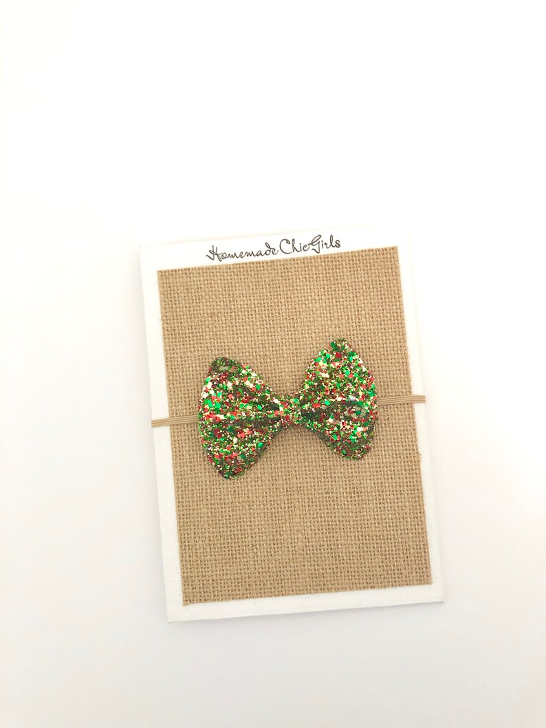 Glitter bow hair clip Christmas hair bows Hairbow Baby girl headband Glitter bow headband Newborn bow headband Christmas bow headband