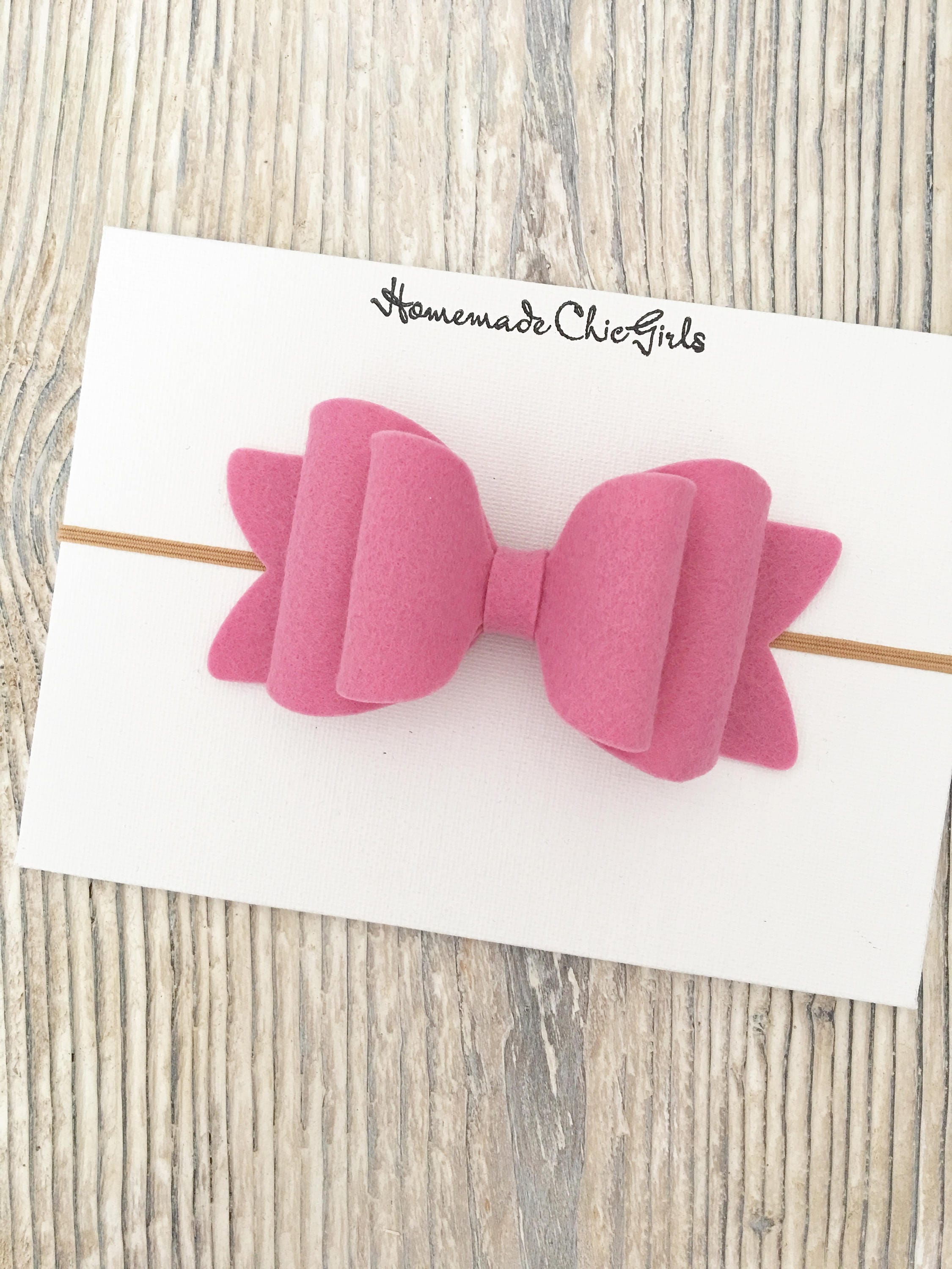 Big Hair Bows Double Stacked Bows Felt Bow Headband Newborn Headbands Big Bow Headband Felt Hair Bow Pink Hair Bow Baby Girl Headband
