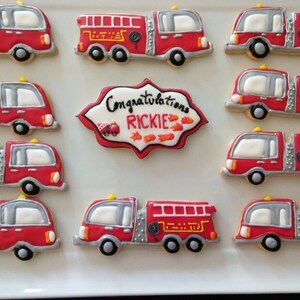 Fire Truck Vanilla Cookies Retirement/Birthday/Gift/Congrats/Party Favors