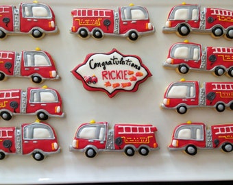 Camión de bomberos Galletas de vainilla Jubilación / Cumpleaños / Regalo / Felicidades / Favores de fiesta