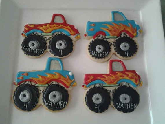 12 Monster Truck Vanilla Butter Cookies Etsy