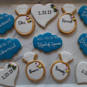 Will You be my Bridesmaid/Bridal Shower Cookie Gift/Favors