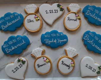 Will You be my Bridesmaid/Bridal Shower Cookie Gift/Favors