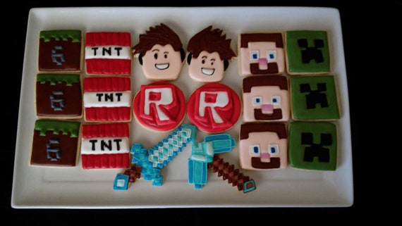Roblox Themed And Or Minecraft Themed Cookie Gift Favors Etsy - roblox or minecraft