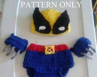 Patrón de disfraz de bebé Wolverine a crochet, Patrón de crochet, patrón para bebé, bebé Wolverine