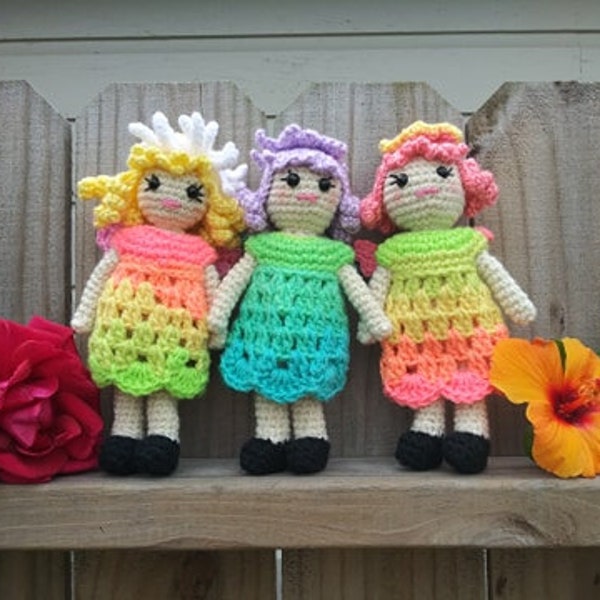 Crochet Flower-Garden Fairy doll, crochet pattern, crochet fairy pattern, cute doll pattern, cute crochet, DIY fairy doll