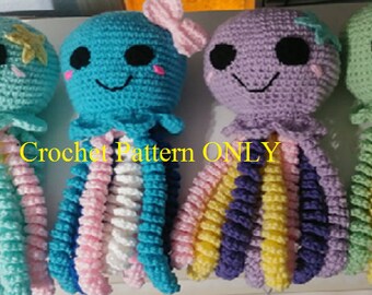 Crochet octopus doll pattern, amigurumi crochet pattern, octopus doll pattern