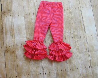 Girls Double Ruffle Jean Capri Pants Sizes 6M 12M 18M 2T 3T 4T 5 6 7 8 Fall NEW