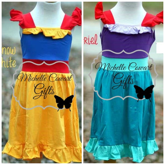 Girls Princess Dress, Ariel, Snow White, Minnie, Disney, Birthday Dress, Monogrammed Disney Dress 18M 2 3 4 5 6 7 8 10 Disney Dress RTS