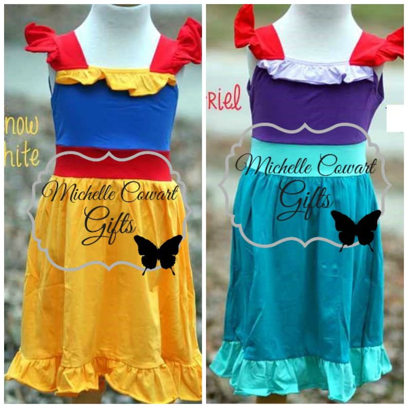 Girls Princess Dress, Ariel, Snow White, Minnie, Disney, Birthday Dress, Monogrammed Disney Dress 18M 2 3 4 5 6 7 8 10 Disney Dress RTS bild 1