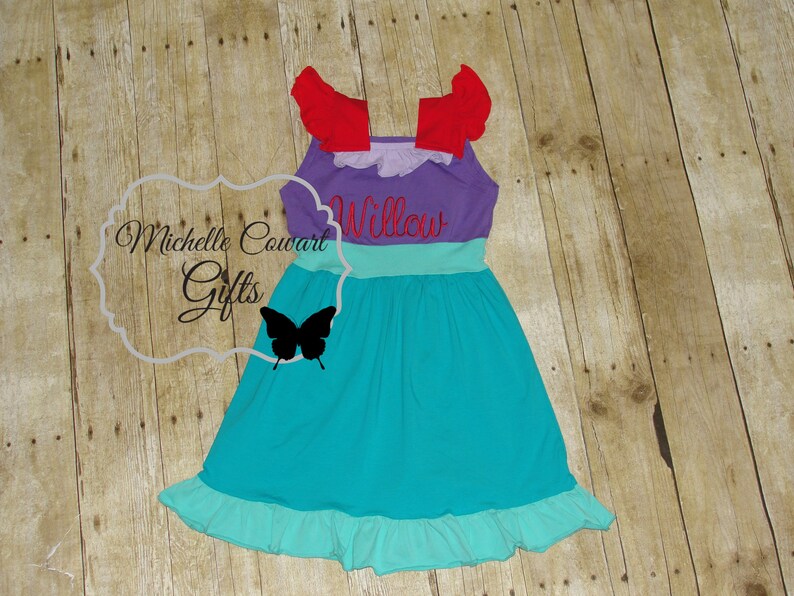 Girls Princess Dress, Ariel, Snow White, Minnie, Disney, Birthday Dress, Monogrammed Disney Dress 18M 2 3 4 5 6 7 8 10 Disney Dress RTS bild 4