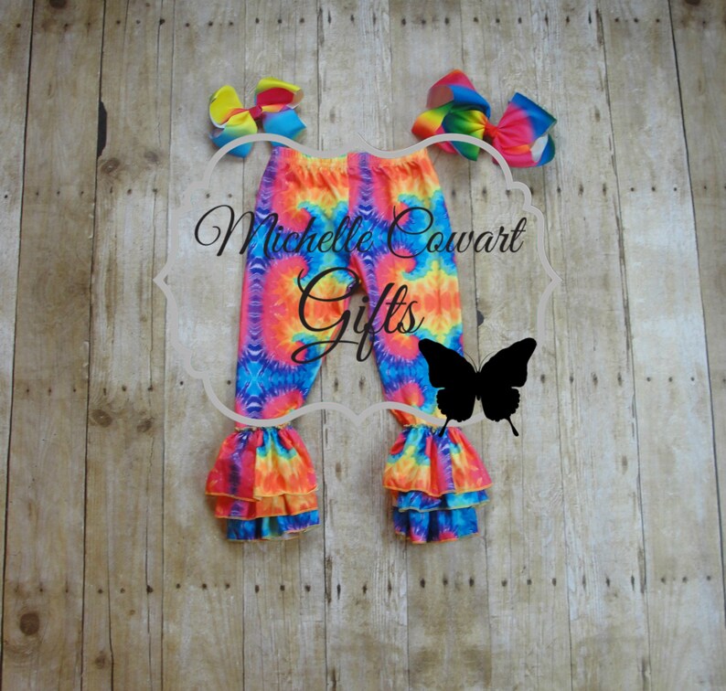 Tie Dye Triple Ruffle Pants Rainbow Pastel Pants Bells Etsy