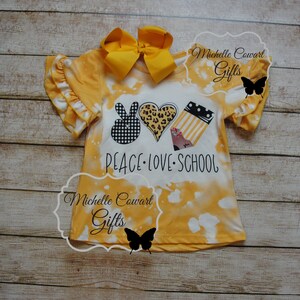 Peace Love School Shirt Girls School Shirt Bleached Shirt Size 3 4 5 6 7 8 10 First Day School Shirt Girls Shirt Kids Shirt RTS afbeelding 7