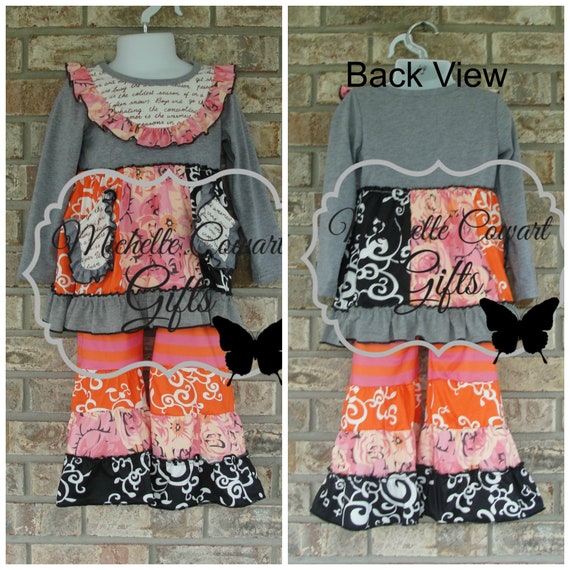 Girls Coral Outfit, Girls Ruffle Pants Set, Girls Pink Outfit, Girls Outfit 2T 3T 4T 5 6 Matilda Jane RTS Girls Outfit, Girls Spring Outfit,