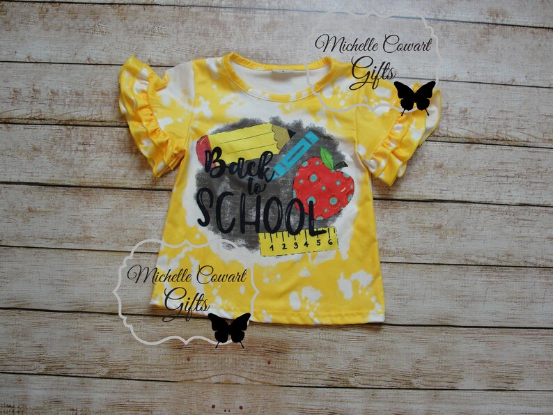 Peace Love School Shirt Girls School Shirt Bleached Shirt Size 3 4 5 6 7 8 10 First Day School Shirt Girls Shirt Kids Shirt RTS afbeelding 2