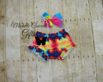 Tie Dye Bummies, bummy, Shorties, Tie Dye Infants Toddler 0-3M 3-6M 6/12M 12/18M Rainbow Summer Fall SpringTie Dye Bright Tie Dye
