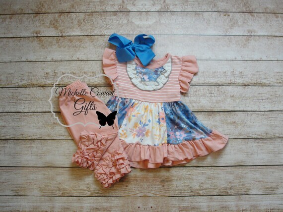 Peach Capris Outfit, Girls Fall Outfit, Fall Set, Summer Outfit, Capri Set,  Girls, Toddler, RTS, 12M, 18M, 4T, 5, 6, 8, Free Shipping 