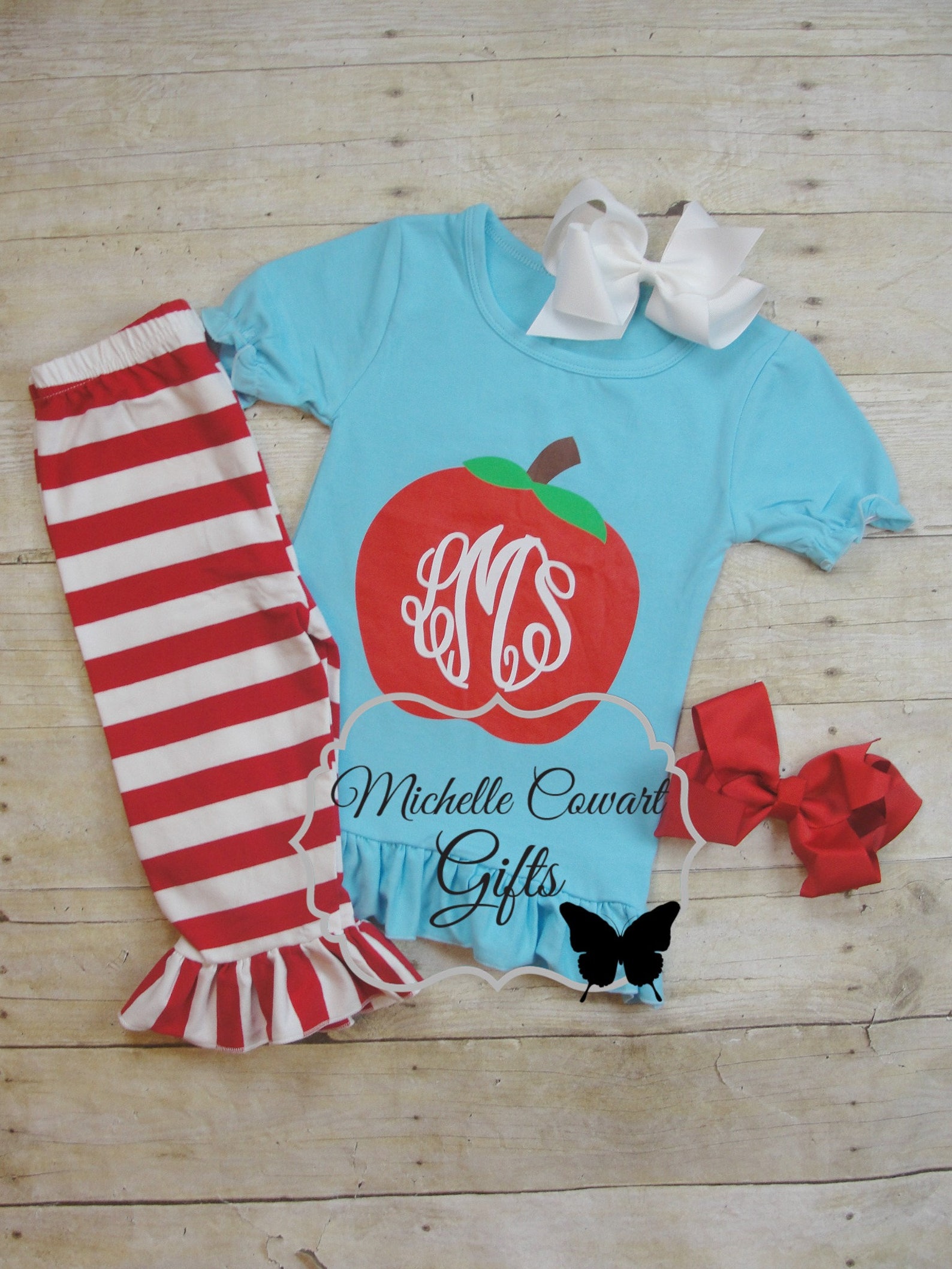Apple Outfit, Back to School, Monogram Outfit, Monogrammed Outfit ...