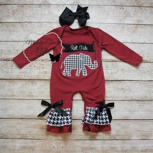 Alabama Romper, Baby Girls Bama Outfit, Alabama Outfit, Roll Tide Romper, Bama Romper, Bama Set, 3M, 6M, 9M, 12M, 18M, 2T