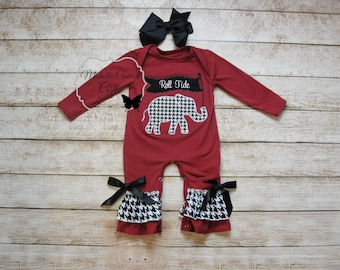 Alabama Romper, Baby Girls Bama Outfit, Alabama Outfit, Roll Tide Romper, Bama Romper, Bama Set, 3M, 6M, 9M, 12M, 18M, 2T