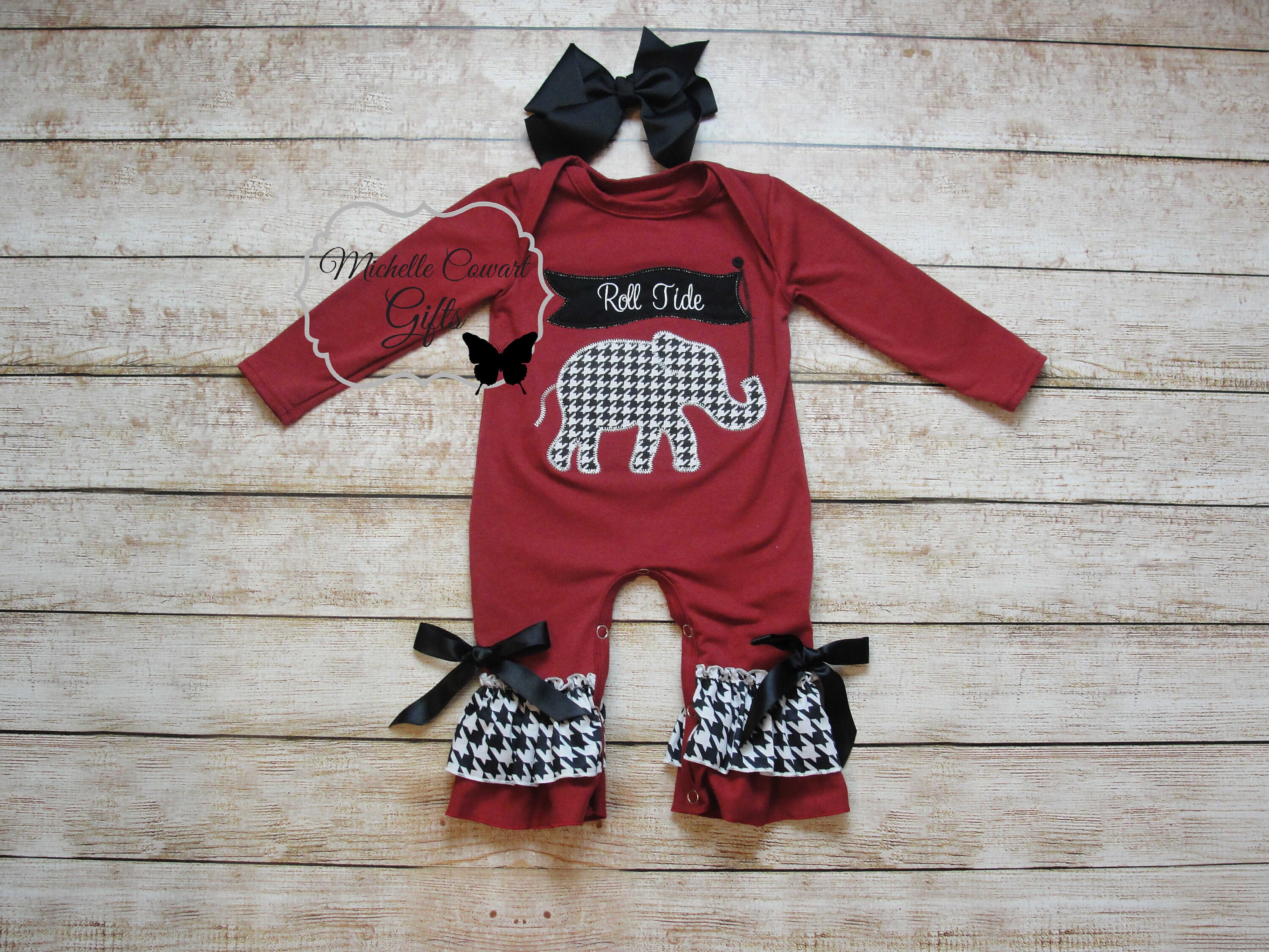 Alabama Romper Alabama Crimson Tide Baby Layette Gown And Knotted