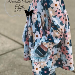 Girl Blue Stripe Outfit, Girls Fall Outfit, Toddler, 12M, 18M, 24M, 2T, 3T, 4T, 5, 6, 7, 8, 10, 12, 14, RTS, Girls Winter Outfit, School bild 3